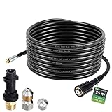 Rohrreinigungsschlauch, 25m, 200 bar, 60 °C inkl. Adapter, Düsen starr + rotierend für Hochdruckreiniger, u.a. geeignet fü