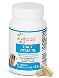 Vihado Haut Vitamine – Hautpflege von innen mit Zink, Biotin und Vitamin A – mit Naturstoffen wie OPC und Hopfen – Beauty Kapseln für Frauen und Männer zur Nahrungsergänzung – 60 Kap