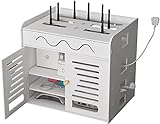 GAXQFEI Wifi Router Regal, Wireless-Lan Router Organizer, Router Storage Box, Decoder-Rack Bracket-Kabel-Organisator Decoder Box Tv-Rack Bottom Steckbare Shield Box/Weiß/30 * 21.5 * 32.5C