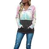 ARbuliry Damen Kapuzenpullover, Langarm Reißverschluss Damen Hoodies mit Tasche Winddicht Warmhalten Lose Baumwolle Damen Pullover (Rosa S)