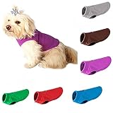 Katzen Polar Fleecejacke Warmes T-Shirt,Haustier Jacke warme Mäntel,Hundejacke Warmer Wintermantel für kleine mittlere Hunde Weiches Fleecefutter Hundekostüm,Lila Grü