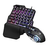 Lyqdxd Ein Handed Gaming Mechanische Tastatur, USB Wired Gaming Keyboard LED Hintergrundbeleuchtung Mini Gaming Keypad Sola Hand Gaming Tastatur für LOL/PUBG/CF Einheitsgröße 4