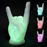 LED Akku Rock-Faust Metal Hand Pommesgabel Devil´s Fist - wechselnde Farben ca. (B x H x T) 10 x 17 x 7