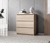 FURNIX Kommode mit 3 Schubladen 70 x 40 x 77 cm in Sonoma Eiche - Schubladenkommode Holz Mehrzweckschrank für Flur Schlafzimmer Wohnzimmer Badezimmer Kinderzimmer als Sideboard Highboard Kipp