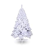 EINFEBEN 120CM Weihnachtsbaum, künstlich Christbaum mit 200 Spitzen, Schwer Entflammbar, PVC Tannenbaum Weiß