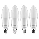 Tebio LED E14 12W Kerze Glühbirne, entspricht 100 W Glühlampe, 6000 K Kaltweiß, 1200lm, CRI80 +, kleine Edison-Schraube, nicht dimmbar Kandelaber LED Glühlampen(4 PCS)