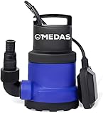 MEDAS 350W Tauchwasserpumpe Transfer Wasser Pumpe mit max. Durchflussrate 7500l/h für Entwässerung in Pool und Teich in sauberem W