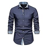 Hemd Herren Herbst Winter Britischer Stil Business Casual Spleißen Kariert Herren Shirt Urban Jugend Kein Bügeln Revers Strickjacke Männer Langarm F