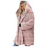 Übergröße Verdicken Warmen Fellmantel Ski Wintermantel Damen Elegant Kapuze Kunstfell Parka Lange Jacke Teddy Fleece Outwear Kunstpelz Mantel Große Größe Mode Pelzmantel Warm Faux Fur Winterjack