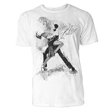 Tanzpaar Tango Sinus Art ® Herren T Shirt (Schwarz Weiss) Sportshirt Baumw