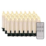 20/30/40/50/60 stk LED Kerzen LED Lichterkette Kabellos Dimmbar Kerzenlichter Flammenlose Weihnachtskerzen für Weihnachtsbaum, Weihnachtsdeko, Hochzeit, Geburtstags, Party (milchweisse Hülle, 30stk)