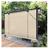 XJJUN Sonnenschutzrollos, Sichtschutz UV-beständig Wetterbeständig Atmungsaktives Outdoor-Rollo Für Gartenpergola (Color : Beige, Size : 1x2m)