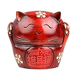 dxzsf Sparschwein Natürliches Peach Holz Piggy Bank Nette glückliche Katze Piggy Bank Praktische Piggy Bank Eröffnung Geschenk-Dekoration(rot) Spardose Kinder (Size : L)