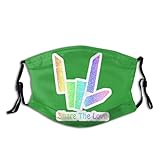 Qrdghibai One Share The Love Kindermaske mit 2 Filtern, waschbar und wiederverwendbar, verstellbare schwarze Stoffkapuze, stilvoll gestalteter Nackenschutz für Erwachsene Männer Frauen B