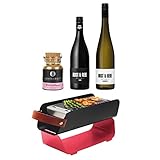 UNA KS3821 Holzkohlegrill Erdbeerrot Geschenkset mit Grillwein Weiß und Rot und Ankerkraut Gewürzmischung Weihnachtspup
