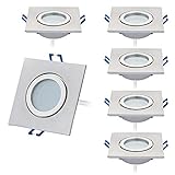 HCFEI 6er Set LED Einbaustrahler 5W dimmbar flach Eckig IP44 Badezimmer 230V Spot Außen Warmweiß 3000