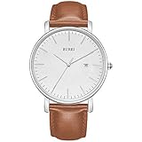 BUREI Herren Uhren Ultra Dünne Minimalistische Quarzuhr mit Datumsanzeige für Damen und Herren Classic Desig