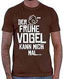 HARIZ Herren T-Shirt Der Frühe Vogel Kann Mich Mal Männer Sprüche Plus Geschenkkarten Braun XXL