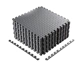 Bodenschutzmatte 60 x 60cm Schutzmatte Trainingsmatte Puzzlematte | Poolmatte | Unterlegmatten | Fitnessmatten für Bodenschut für Bodenschutz, Büro, Fitnessraum (Grau-32 Stück)