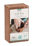 GLOREX 6 8075 337 - Soft Ton terracotta 2500 g, natürlicher, besonders weicher und geschmeidiger Ton, lufthärtend und für Brennofen geeignet, sehr gut für Kinder geeig