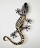 Wand Deko Gecko (Holz) Dekoration Wandbild Wohnzimmer Geschenk Idee Wandbeleuchtung, Led Licht, Schwarz, lackiert (60 cm (Standard))