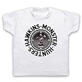 My Icon Art & Clothing Stranger Hawkins Monster Hunters Demogorgon Sci Fi Horror TV Kinder T-Shirt, Weiß, 5-6 J