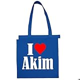 Tasche I Love Akim Größe 38x42 Farbe Grau Druck Schw