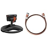 Gardena Viereckregner AquaZoom compact & Anschlussgarnitur Comfort Flex 13 mm (1/2 Zoll), 1.5 m: Schlauchadapter zum Anschluss des Schlauchwagens, Schlauch mit Schnellkupplungen und Hahnstück