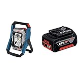 Bosch Professional 18V System Akku LED-Baustellenlampe GLI 18V-2200 C (max. Helligkeit 2.200 Lumen, Connect Ready, ohne Akkus und Ladegerät, im Karton) & 18V System Akku GBA 18V 4.0Ah (im Karton)