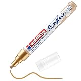 edding 5100 Acrylmarker medium - gold - 1 Acrylstift wasserfest - mittlere Rundspitze 2-3 mm - Acryl Farben zum Malen auf Leinwand, Malpapier und Holz - Acrylstifte für S