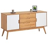 IDIMEX Anrichte Tivoli im skandinavischen Design, Sideboard Kommode im nordischen Stil, aus massiver Kiefer, 2 Türen und 3 Schubkasten, gebeizt/weiß