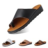 Camfosy Damen Orthopädisch Zehentrenner,Frau Flach Sommer Sandalen Gemütliche Slingback Barfuß-Gefühl Pantoletten Flip Flop Freizeit Schwarz 42 EU (Herstellergröße 43)