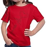 HARIZ Mädchen T-Shirt Darts Heartbeat Dart Sprüche Dartpfeile Sport Fun Trikot Plus Geschenkkarten Rot 164/14-15 J