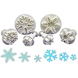 6 Stück Schneeflocken Ausstecher Fondant Stempel Ausstechform Fondant Ausstecher Set Ausstechformen Set Schneeflocken Ausstecher Fondant DIY für Flache und Texturierte Kuchen Dek
