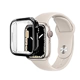 PaceBid Hülle Case Kompatibel mit Apple Watch Series 7 41mm, Slim Soft Flexible TPU-Gehäuse Schutzhülle Durchsichtig All-Around Schutzfolie Cover für iWatch Series 7 41mm -Schw