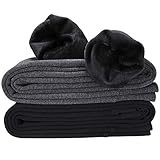 Hotelvs 2er Pack Gefütterte Leggings Damen Thermo Winter Blickdicht Samt Legging Warm, Schwarz + Dunkelgrau, Einheitsgröß
