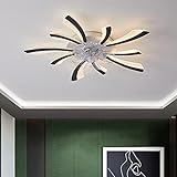 Leise Deckenventilator mit Beleuchtung, Modern LED Dimmbar Deckenbeleuchtung mit Ventilator, Kreativer 5 Lichter Design Deckenventilator für Schlafzimmer Küche Esszimmer Lampen (E78, Weiß)