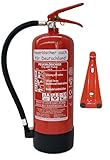 Brandengel Feuerlöscher 6kg ABC Pulverlöscher mit Manometer EN 3 , Messingarmatur Sicherheitsventil , ( Mit Kunststoffstandfuß mit Wandhalter ohne Prüfnachweis u. Jahresmarke )