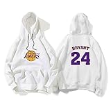 NBA. Los Angeles Lakers Nr. 24 Kobe Bryant Hoodie, Basketball Trainingsjacke (dünner Stil) (Color : White, Size : XXL)