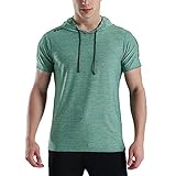 Herren Running Kapuzenpullover Fitness Sport Kurzarm T-Shirts Grün L