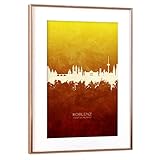 artboxONE Poster mit Rahmen Kupfer 60x40 cm Koblenz Germany Skyline RedYellow von Michael Tompsett - g