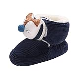 FURONGWANG6777BB Baby Mädchen Junge Winter Warme Innen Weihnachten Booties Kleinkind Baumwollstoff Weiche Sohle Anti-Rutsch-Schuhe (Color : A, Size : 0-6 Months)