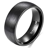 Ring Damen Herren Schwarz Titan Eheringe Partnerringe Trauringe Verlobungsringe Gebürsteter Komfort Fit 6mm 8mm (Schwarz-8mm, 57 (18.1) )