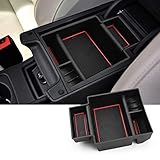 SKTU für Seat Leon Cupra 5F MK3 2013-2019 Handschuhfach Armlehne Multifunktions-Aufbewahrungsbox für Mittelkonsolen, Aufbewahrungsbox mit Anti-Rutsch-Auflage (Rot)