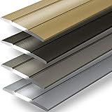 Übergangsprofil Firm | Abdeckleiste für Parkett, Laminat, PVC, Kork | C-Form | Bodenleiste aus Aluminium | Vorgebohrt oder Selbstklebend (Breite: 36 mm | Länge: 90 cm, Champagner | Vorgebohrt)