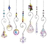 Queta 7 St. Kristall Regenbogen Sonnenfänger Prismen Glasperlen Hängende Fenster Glas Anhänger Kristallkugel Prisma, Hängende Chakra Glas Anhänger für Zuhause, Büro, Garten Dek