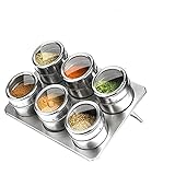 CCAN Gewürzregal Gewürzdosen Set Edelstahl Salz Pfefferspray Streuer Vorratsdosen Rack Gewürzbox Gewürzbehälter Gewürzregal für Küche (Color : As Show, Size : 13.5x20cm) Interesting L