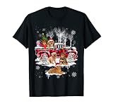Santa Cockapoo With Red Plaid Pick Up Truck Christmas Lights T-S