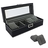 SAFE Uhrenaufbewahrungsbox Herren mit 5 Uhren-Schmuckhalter in grauem Samt - Uhren Box mit abnehmbaren Uhrenk