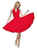 Maggie Tang Frauen 1950er Weinlese Neckholder-Kleid Rot Gr. S